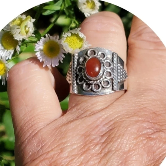 Vintage sterling carnelian ring 8 - Picture 1 of 8